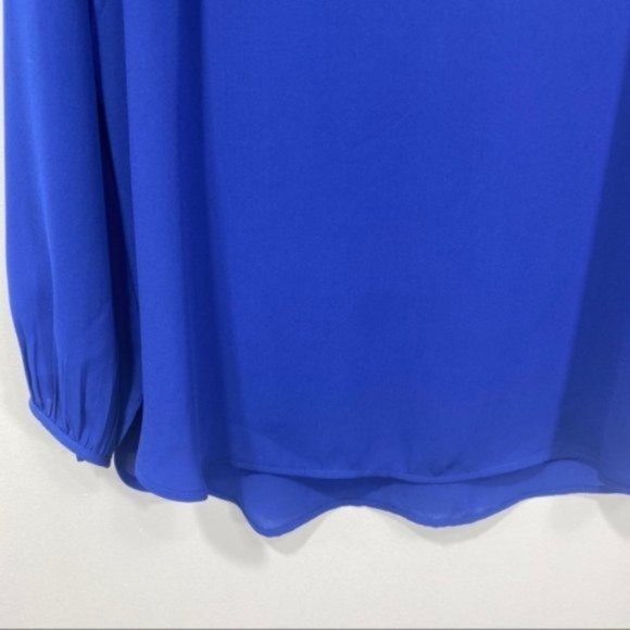 J. Crew Royal Blue Tassel Trim Popover Blouse Boho Chic Lightweight Size 4 - Picture 8 of 9